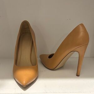 Classic Pointed-Toe High Heel Pumps in Tan